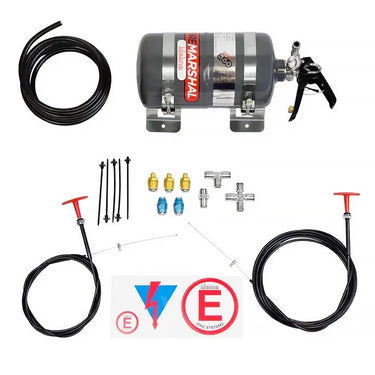 Complete Lifeline Zero 360 FIA 3.0kg Fire Marshal kit with tubing, nozzles, and pull cables